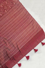 Chocolate Brown Tussar Silk Saree with Kalamkari Print (Washable)