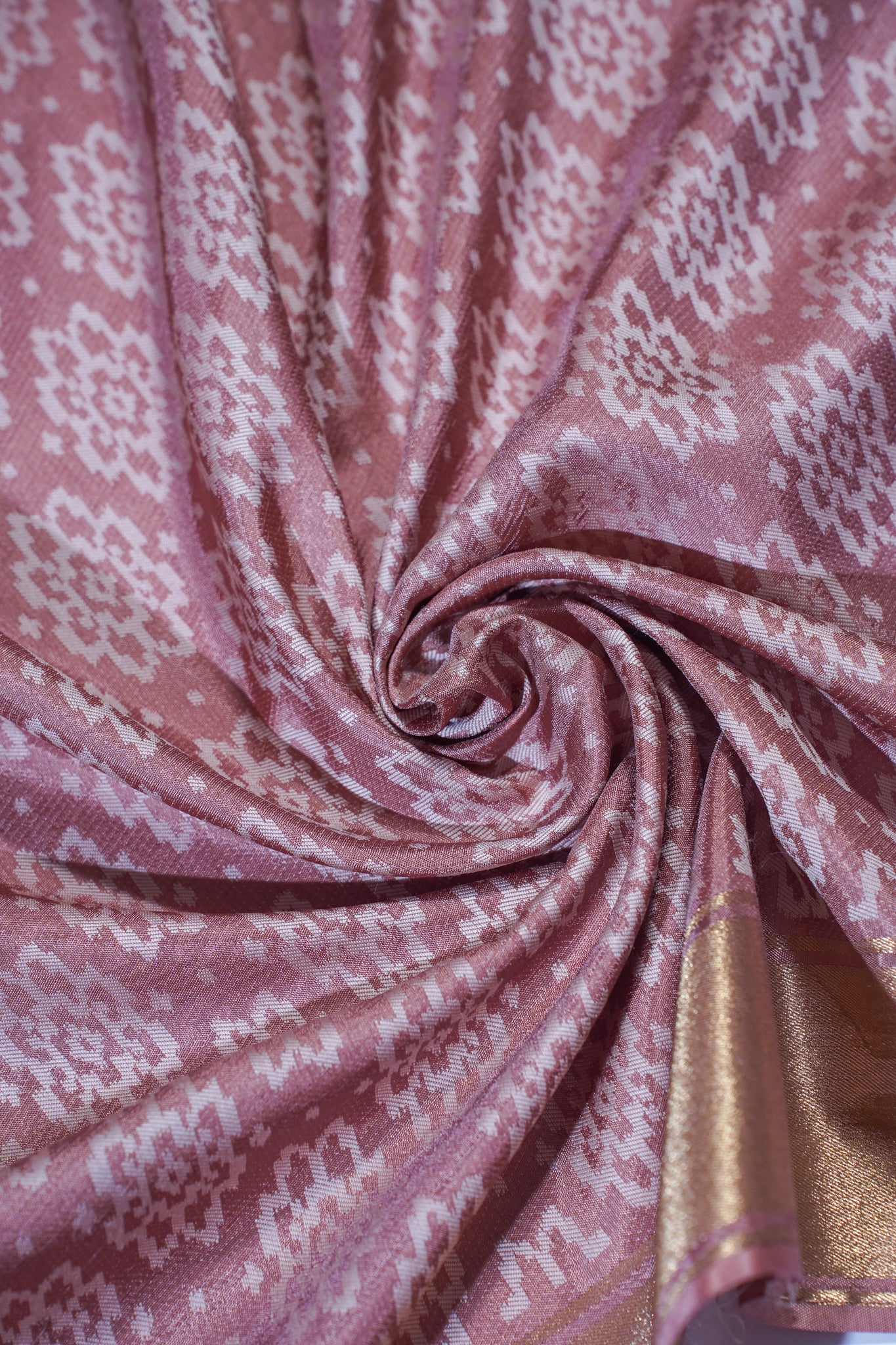 Pink Satin Georgette Saree with Intricate Patterns & Fancy Weave