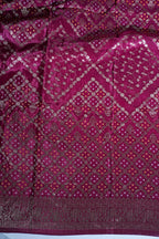 Pink Kora Satin Saree with Bandhani Weaving