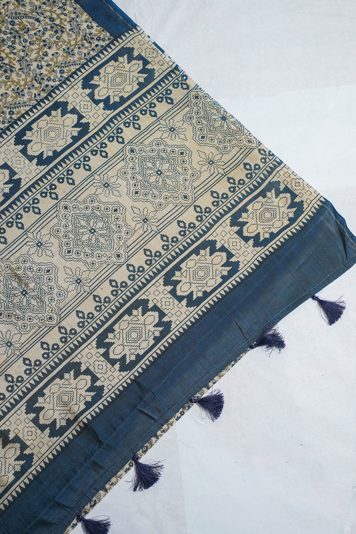 Tussar Silk Saree featuring Kalamkari Print