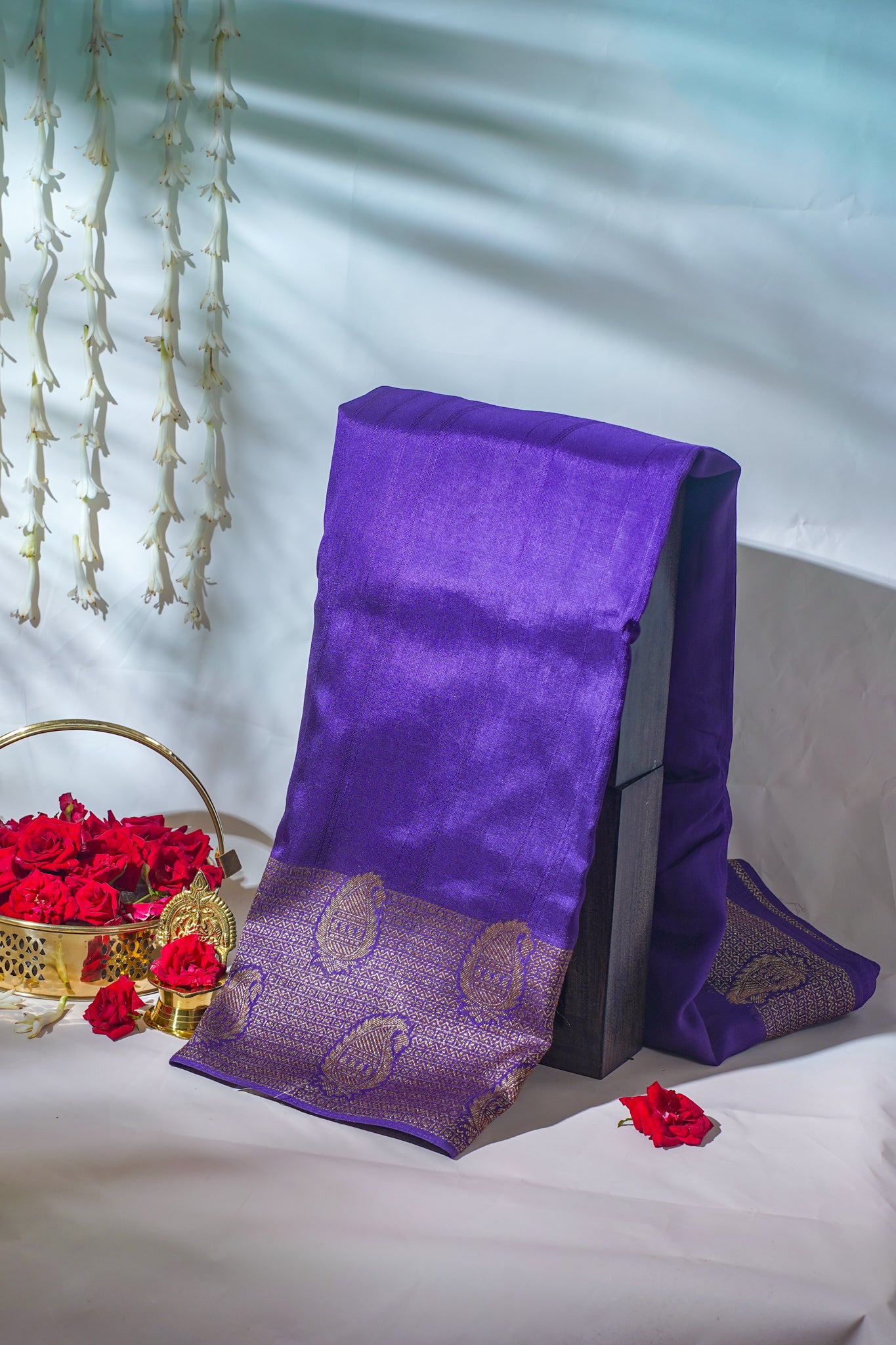 Blue Tussar Georgette Saree with Antique Zari Border