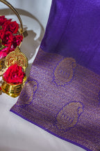 Blue Tussar Georgette Saree with Antique Zari Border