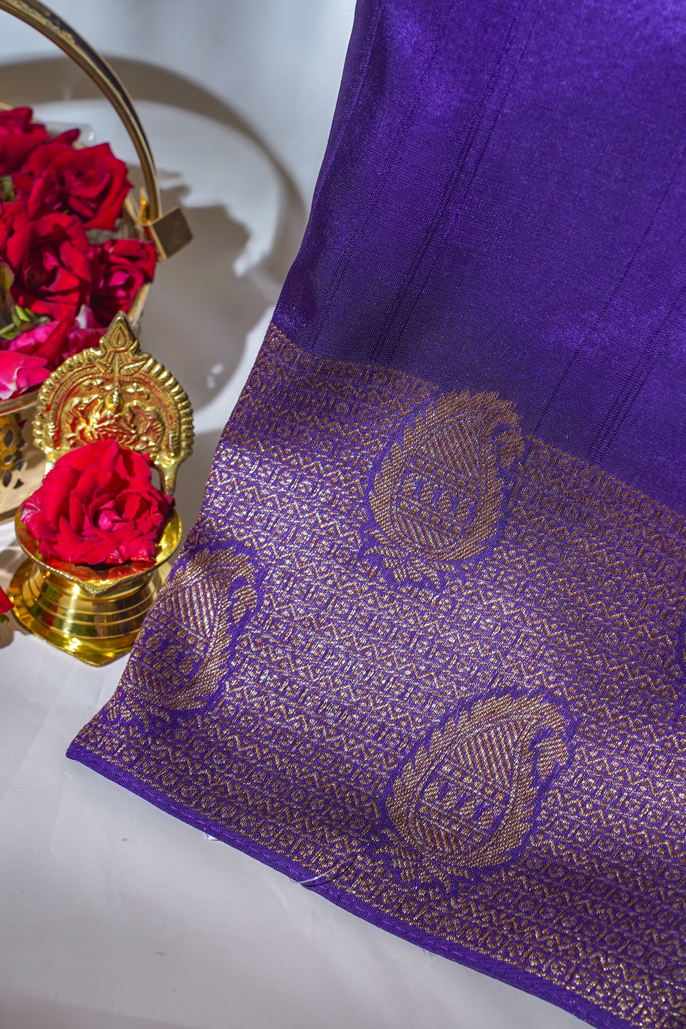 Blue Tussar Georgette Saree with Antique Zari Border