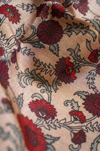 Cream Tussar Silk Saree with Wine Border & Kalamkari Print