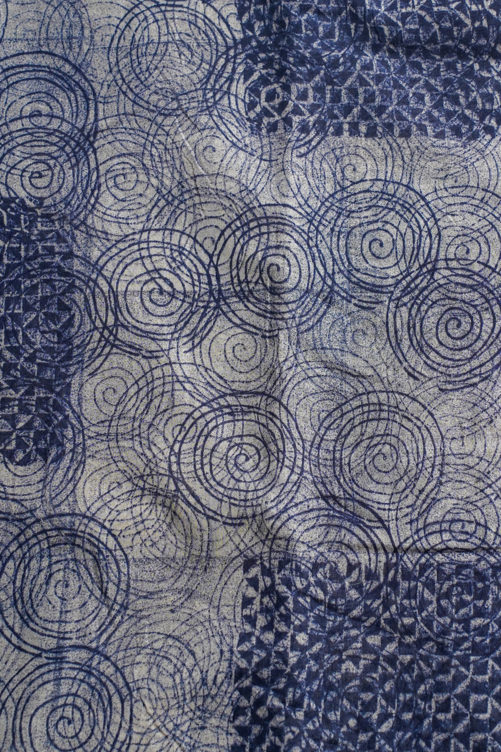 Blue Cotton Saree with Block Print