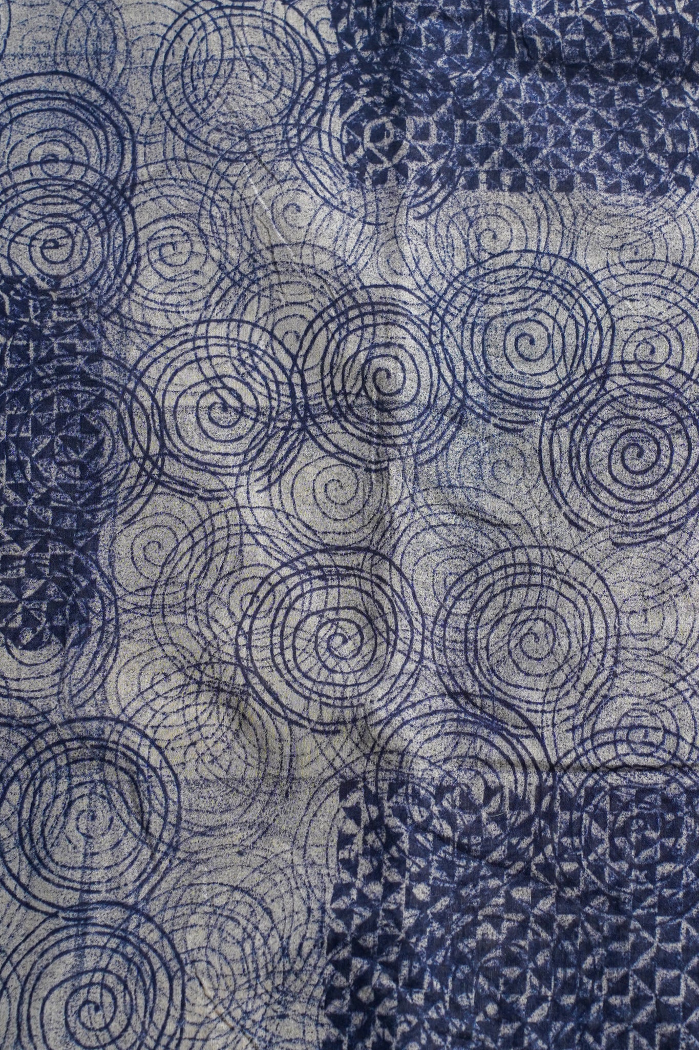 Blue Cotton Saree with Block Print