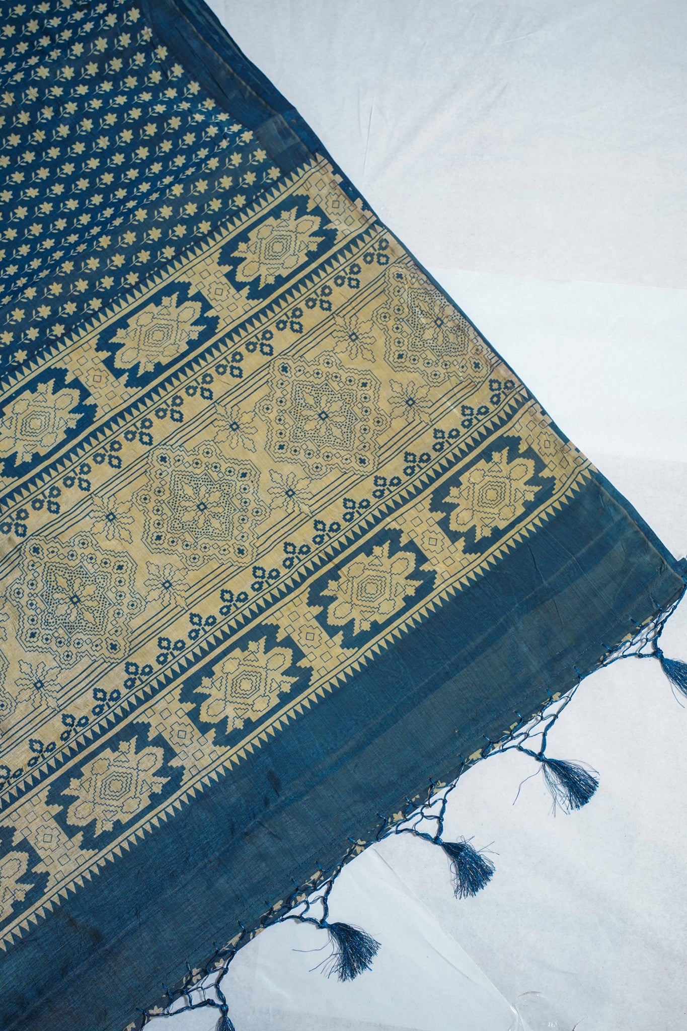 Blue Tussar Silk Saree with Kalamkari Print (Washable)