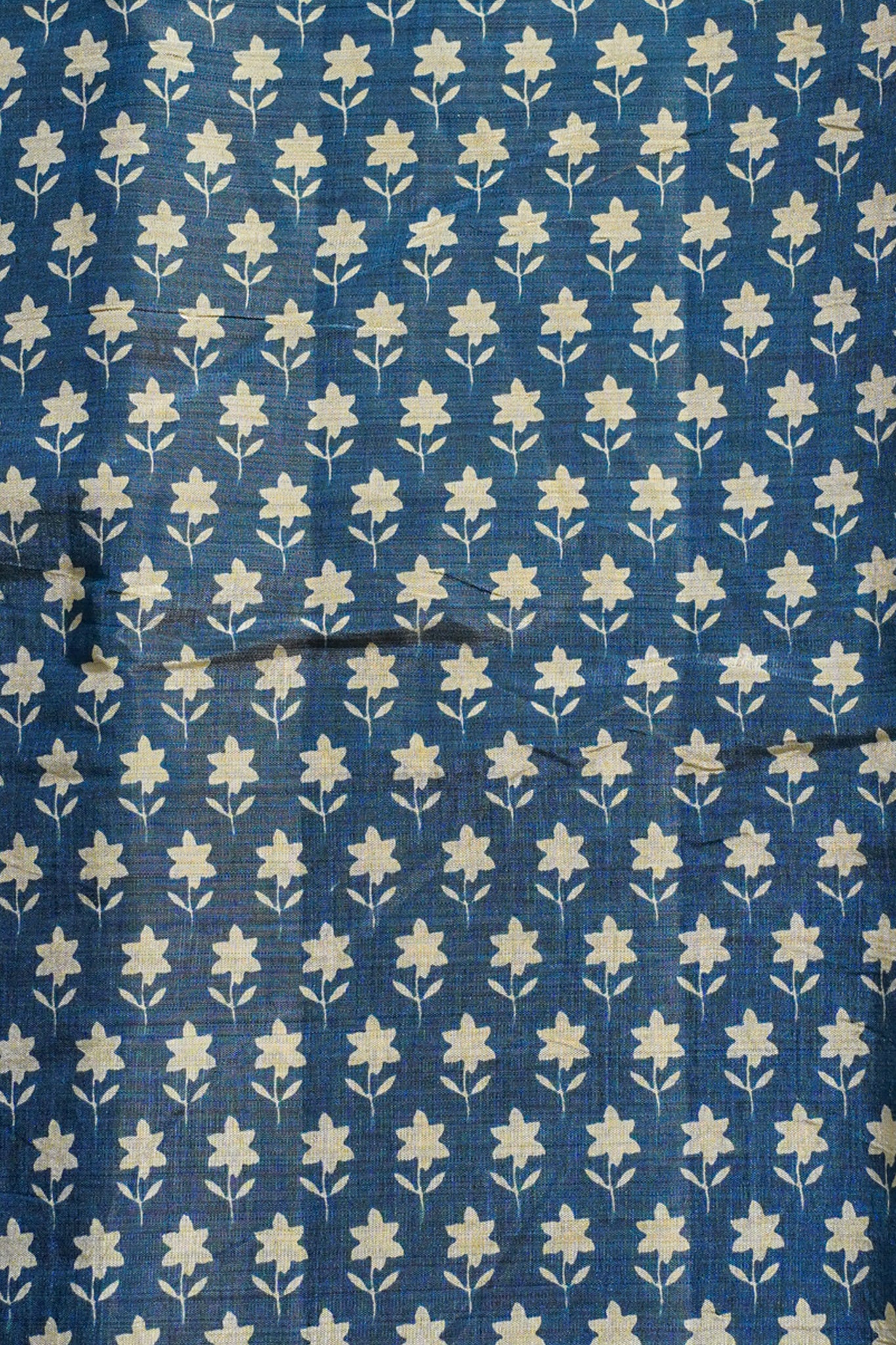 Blue Tussar Silk Saree with Kalamkari Print (Washable)