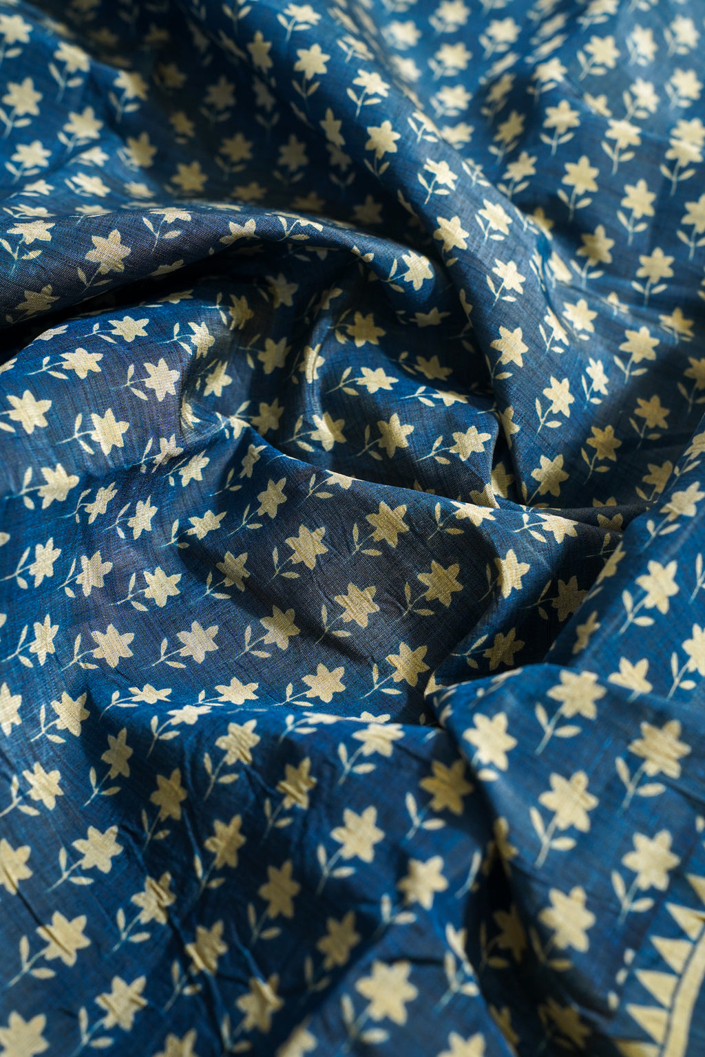 Blue Tussar Silk Saree with Kalamkari Print (Washable)