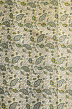 Cream Tussar Silk Saree with Green Border & Kalamkari Print (Washable)