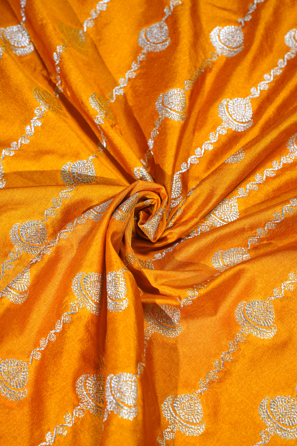 Orange Mushroo Silk Saree with Purple Border and Pallu