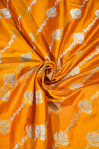 Orange Mushroo Silk Saree with Purple Border and Pallu