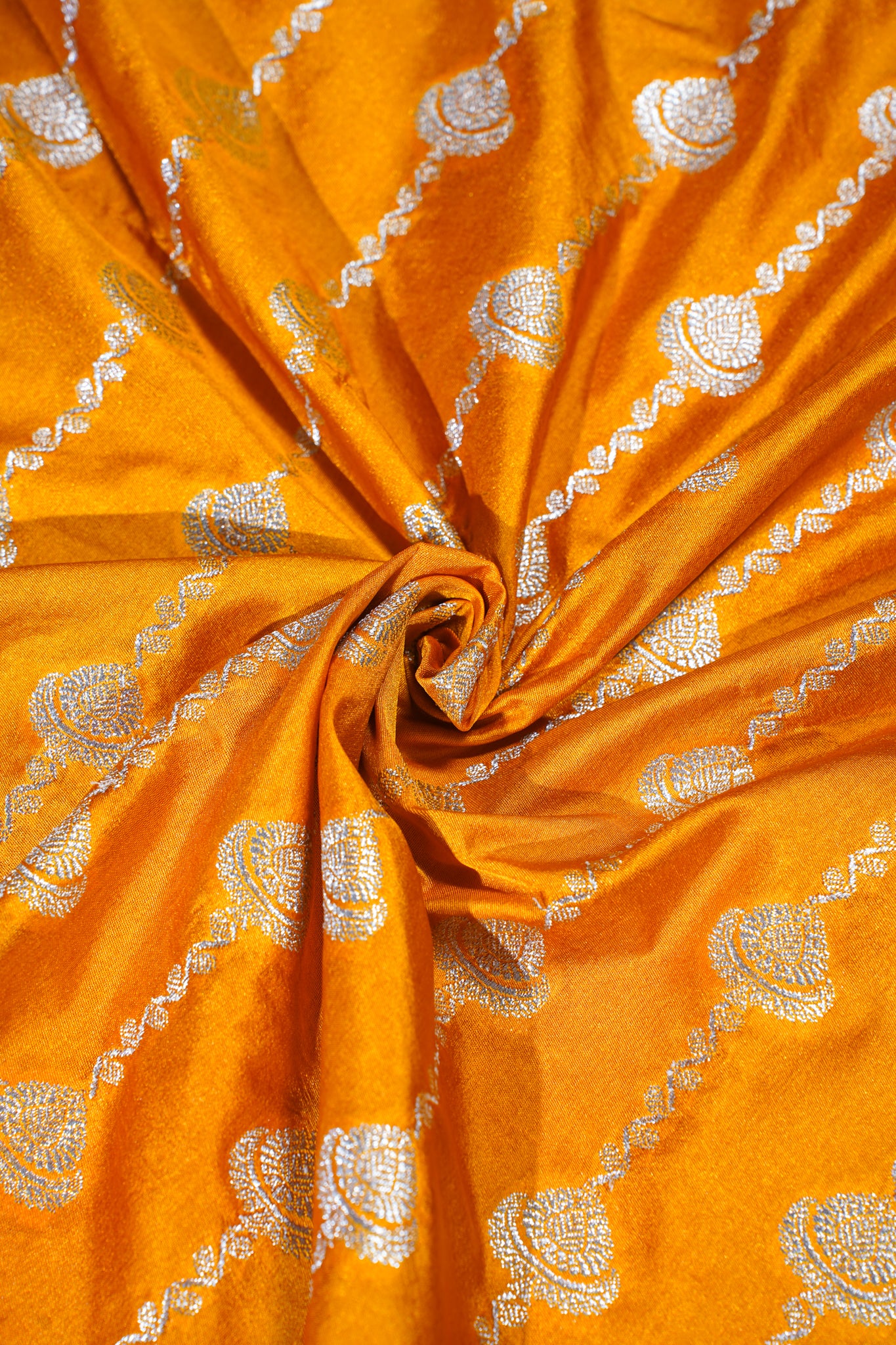 Orange Mushroo Silk Saree with Purple Border and Pallu