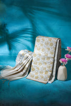 ivory Linen tissue with block print
