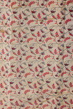 Cream Tussar Silk Saree with Pink Border & Kalamkari Print (Washable)