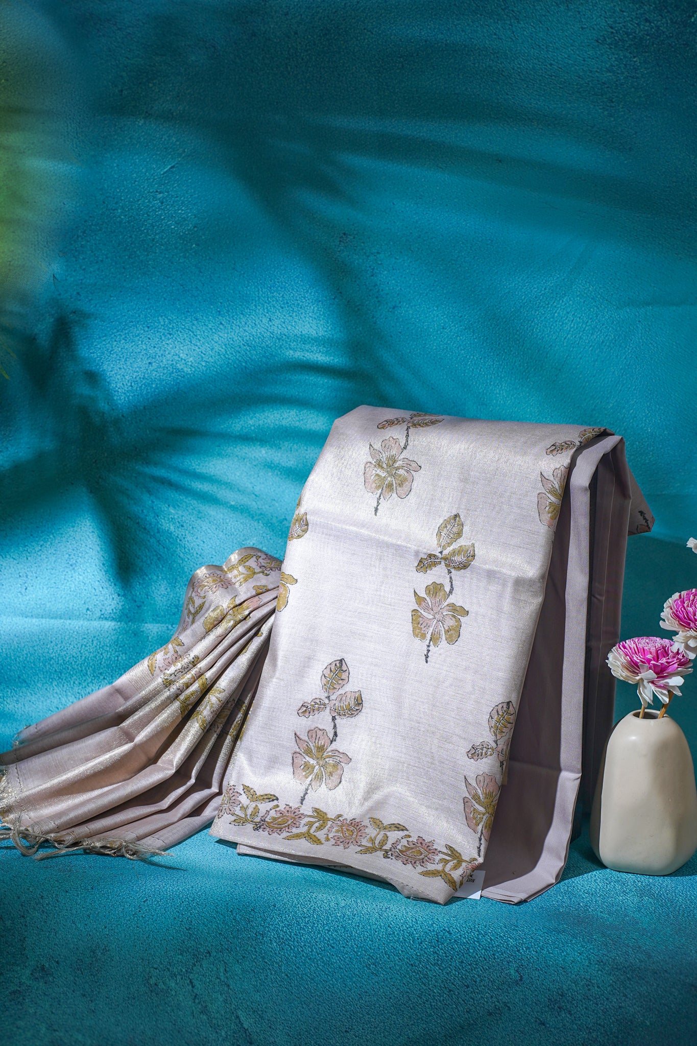 Pastel Linen tissue with block print