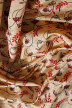 Cream Tussar Silk Saree with Pink Border & Kalamkari Print (Washable)
