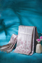 Pastel Pink Linen Tissue Suit Set with Applique Work
