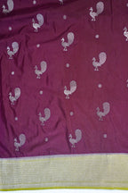 Purple Viscose Georgette Saree with Yellow Contrast Border