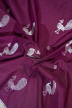 Purple Viscose Georgette Saree with Yellow Contrast Border