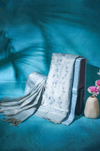 Pastel Blue Linen tissue Suit Set with embroidery