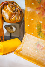 Yellow Tissue Suit Set with Digital Print