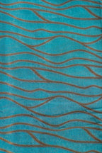 Teal Blue Pure Chiniya Silk Saree with Wavy Line Pattern