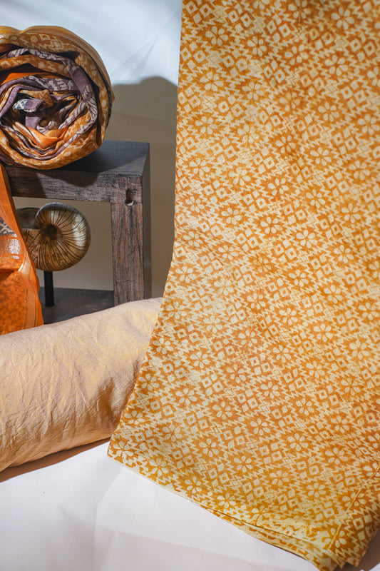 Mustard Yellow Mul Cotton–Mul Chanderi Suit Set