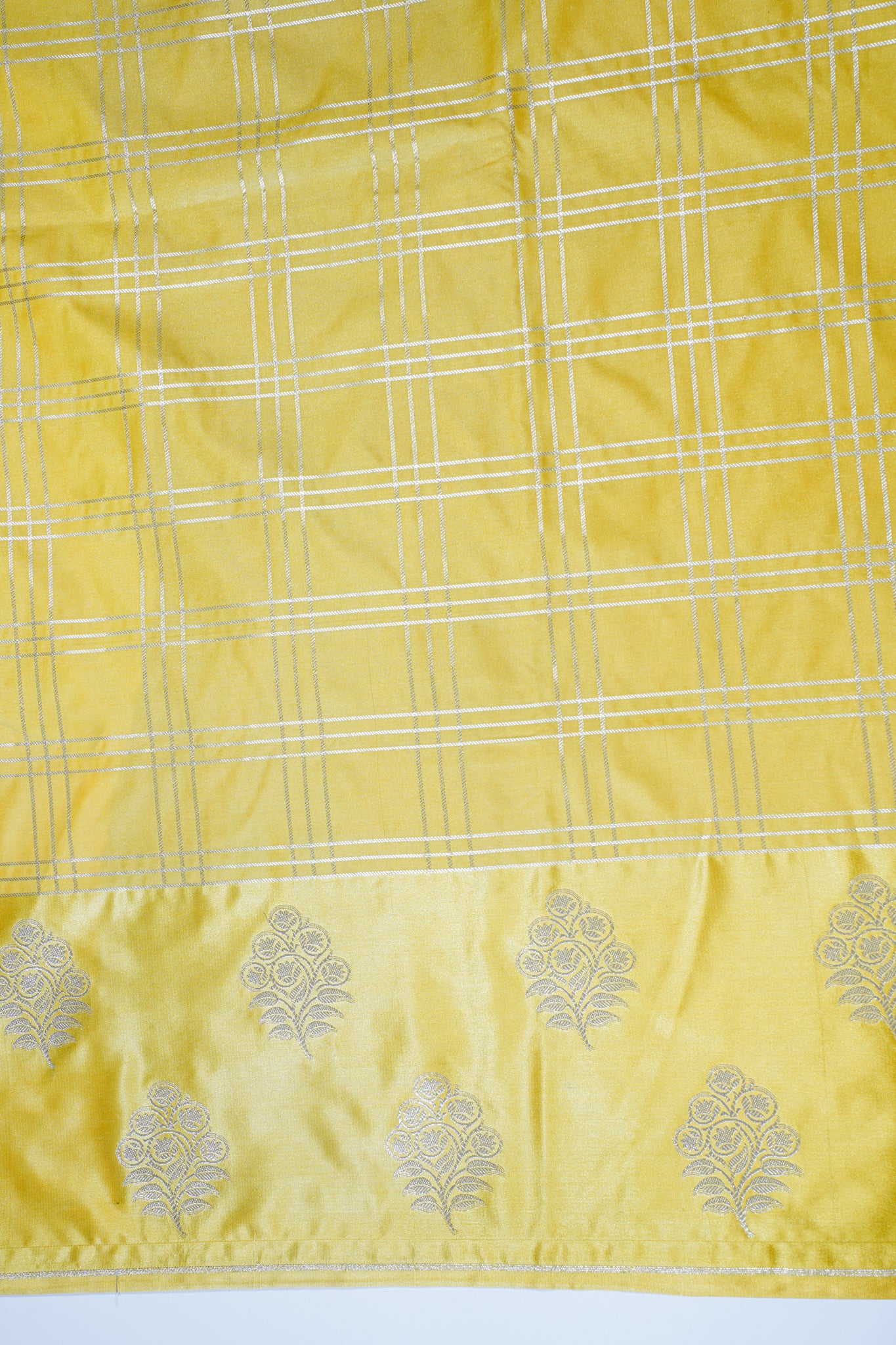 Golden Yellow Banarasi Mushroo Satin Saree
