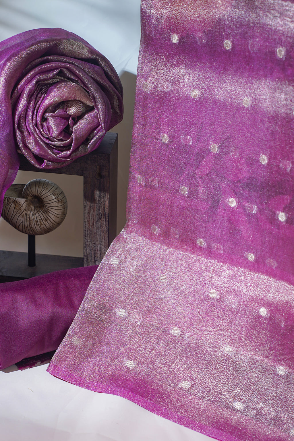 Magenta Tissue Suit Set with Digital Print