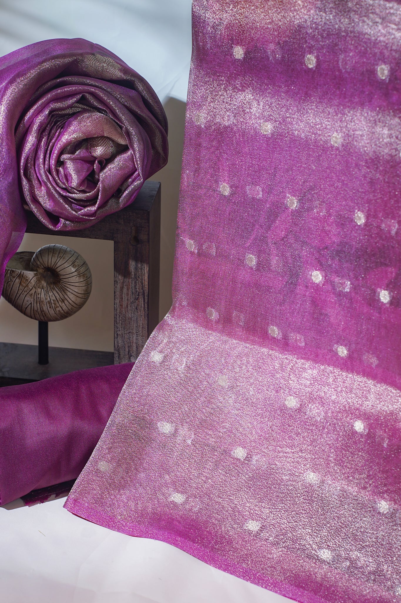 Magenta Tissue Suit Set with Digital Print