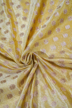 Golden Pure Chiniya Silk Saree with Antique Zari Border