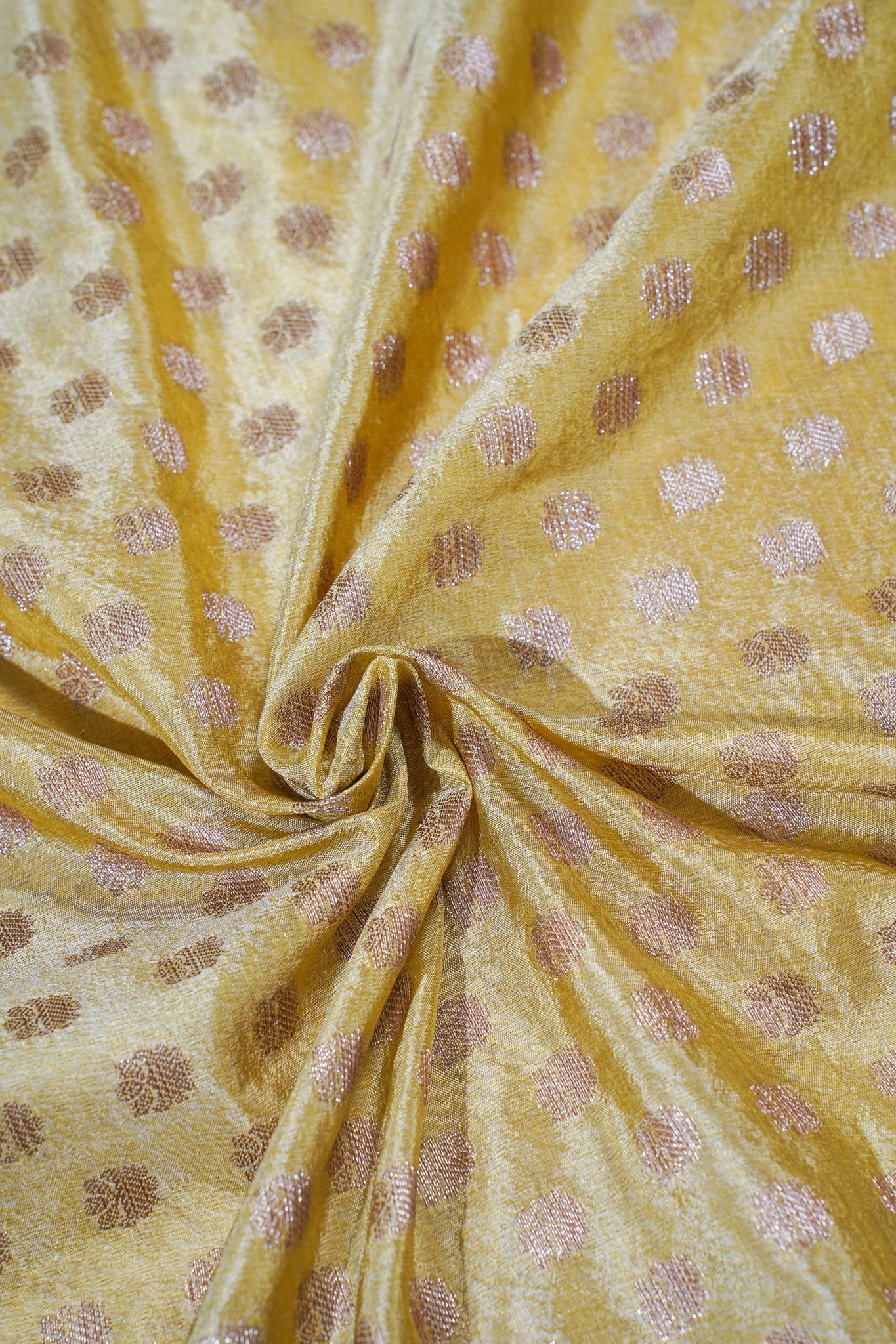 Golden Pure Chiniya Silk Saree with Antique Zari Border