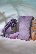Lavender Mul Cotton–Mul Chanderi Suit Set with Block Print
