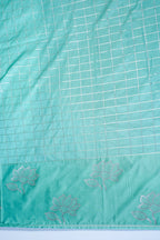 Turquoise Green Banarasi Mushroo Satin Saree
