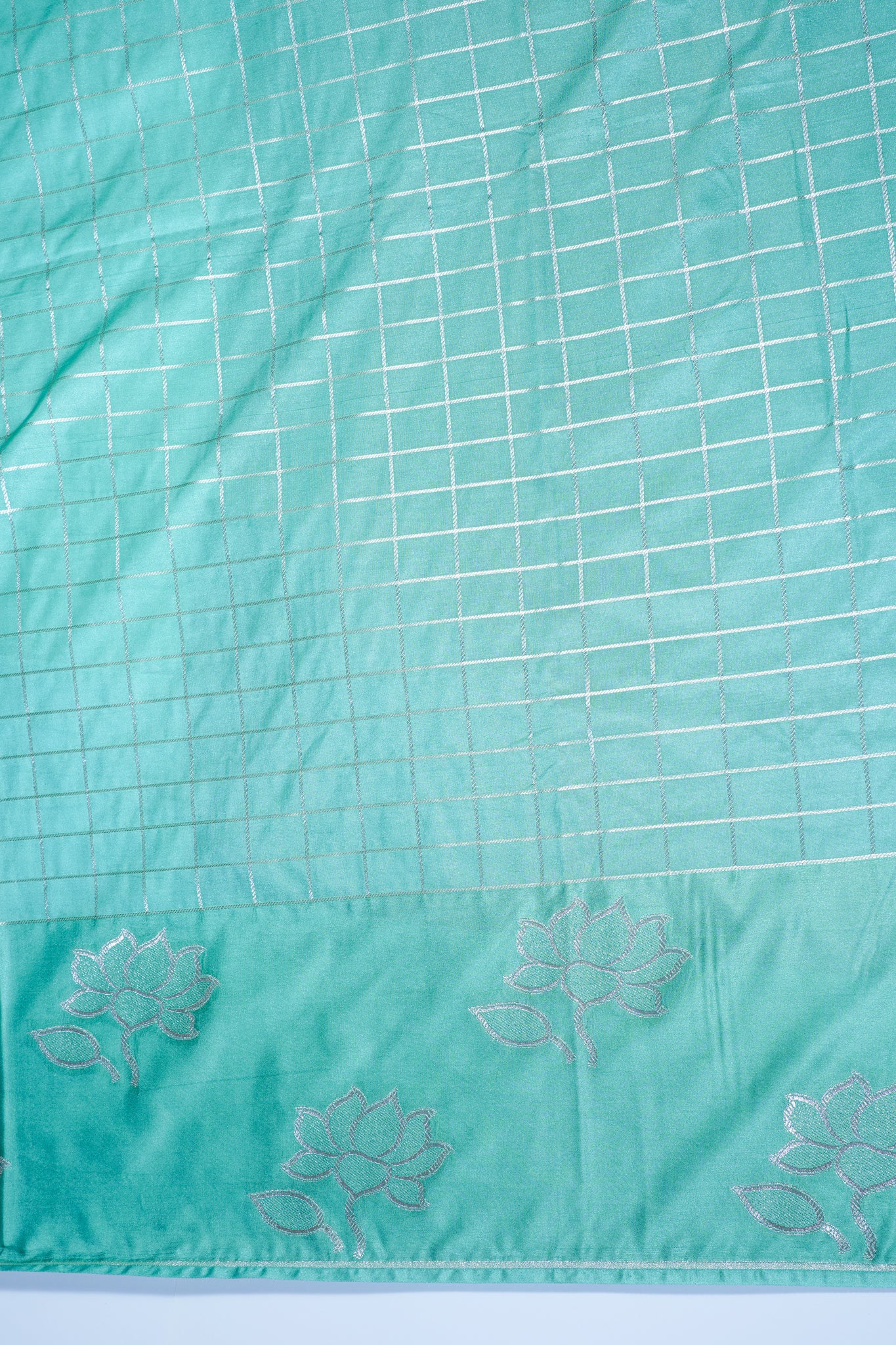 Turquoise Green Banarasi Mushroo Satin Saree