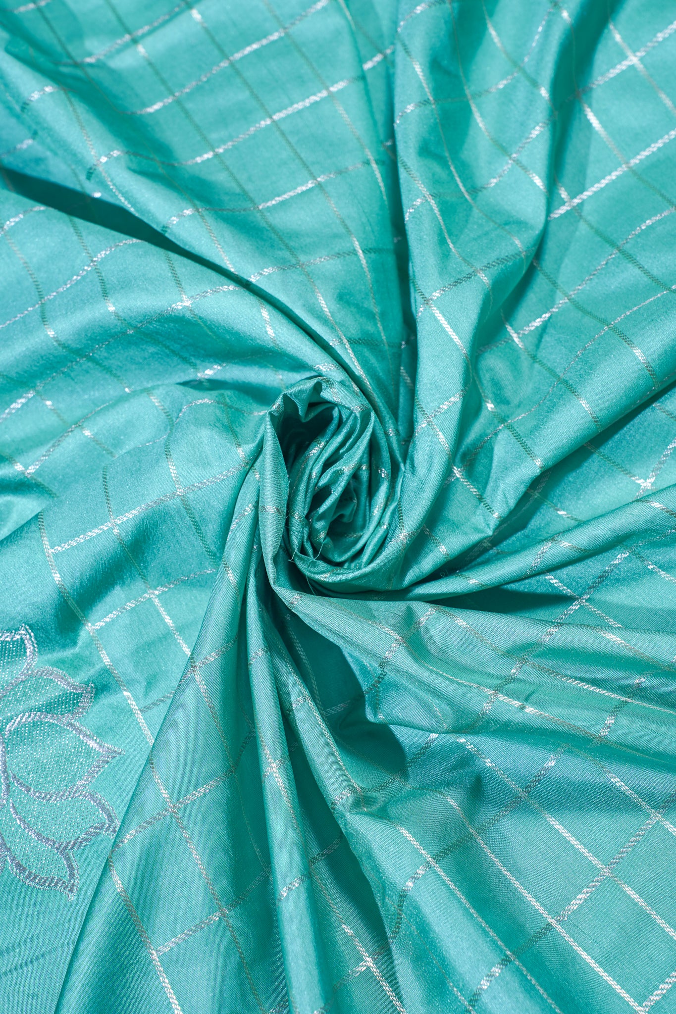 Turquoise Green Banarasi Mushroo Satin Saree