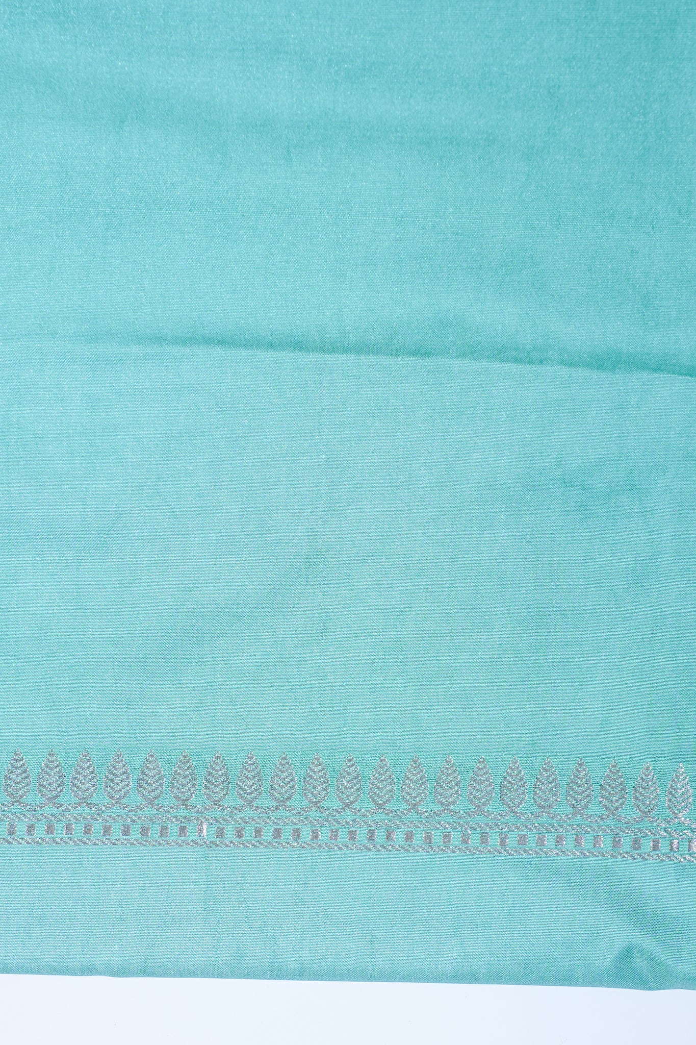 Turquoise Green Banarasi Mushroo Satin Saree