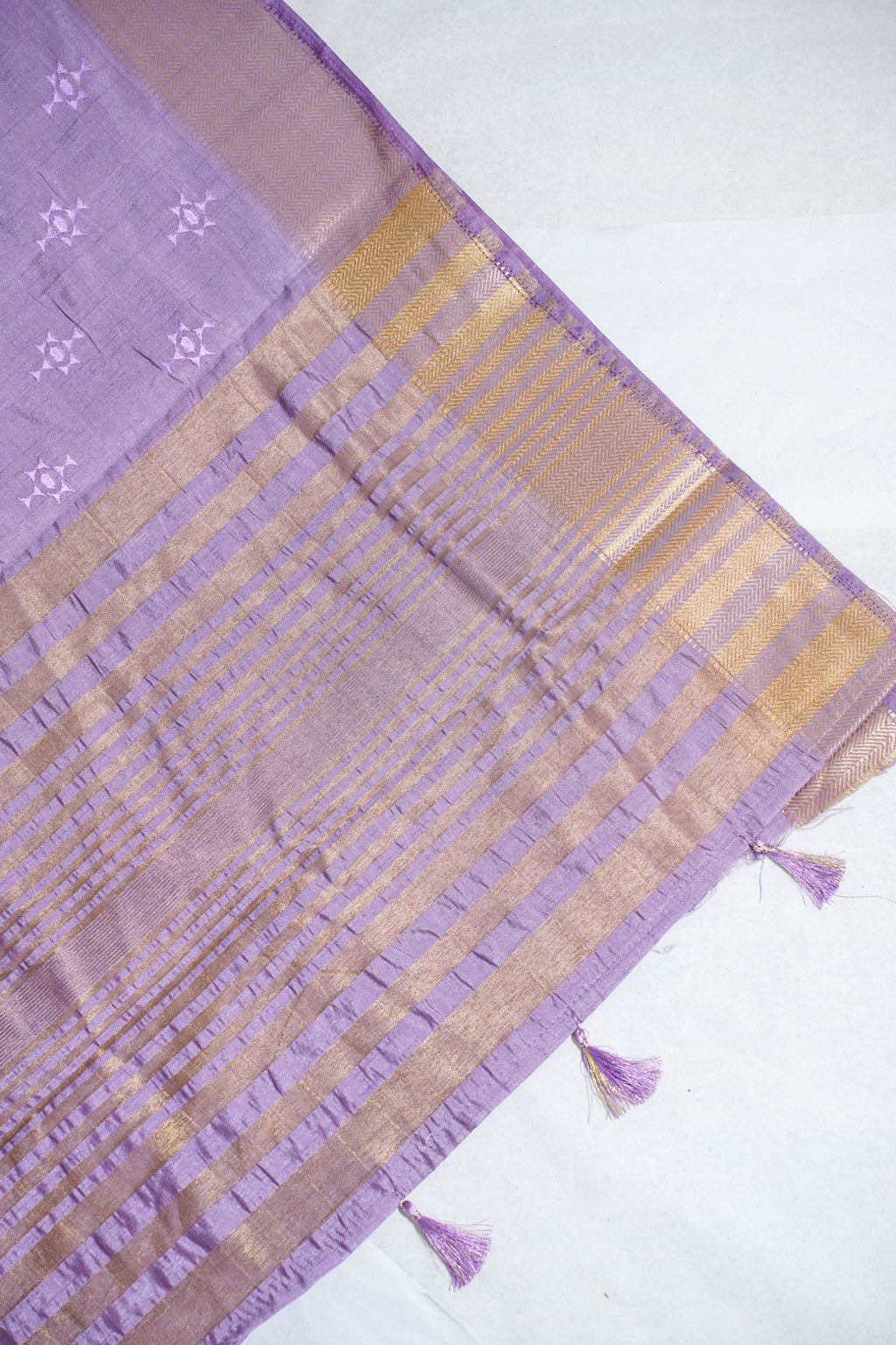 Purple Raw Tussar Saree with Buti Embroidery