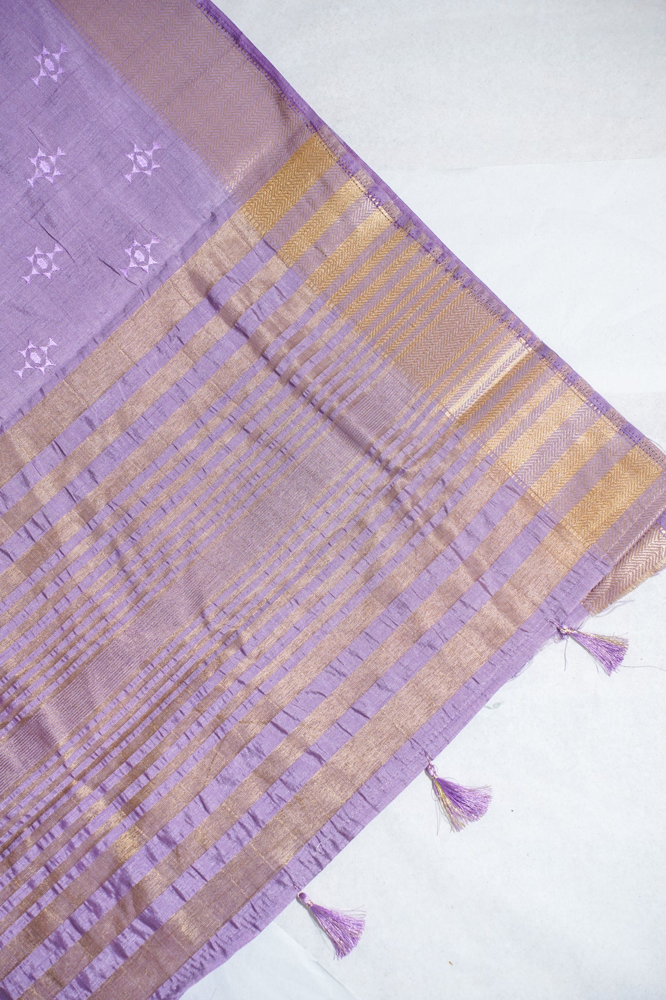 Purple Raw Tussar Saree with Buti Embroidery
