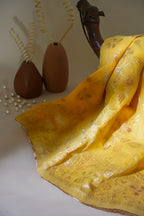 Yellow Cotton Linen Weaving Saree