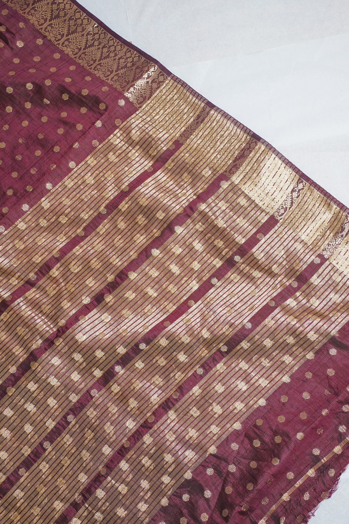 Purple Saree with Gold Patterned Weaving