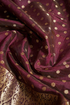 Purple Saree with Gold Patterned Weaving