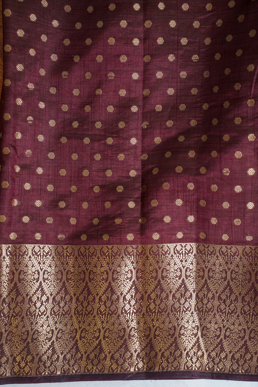 Purple Saree with Gold Patterned Weaving