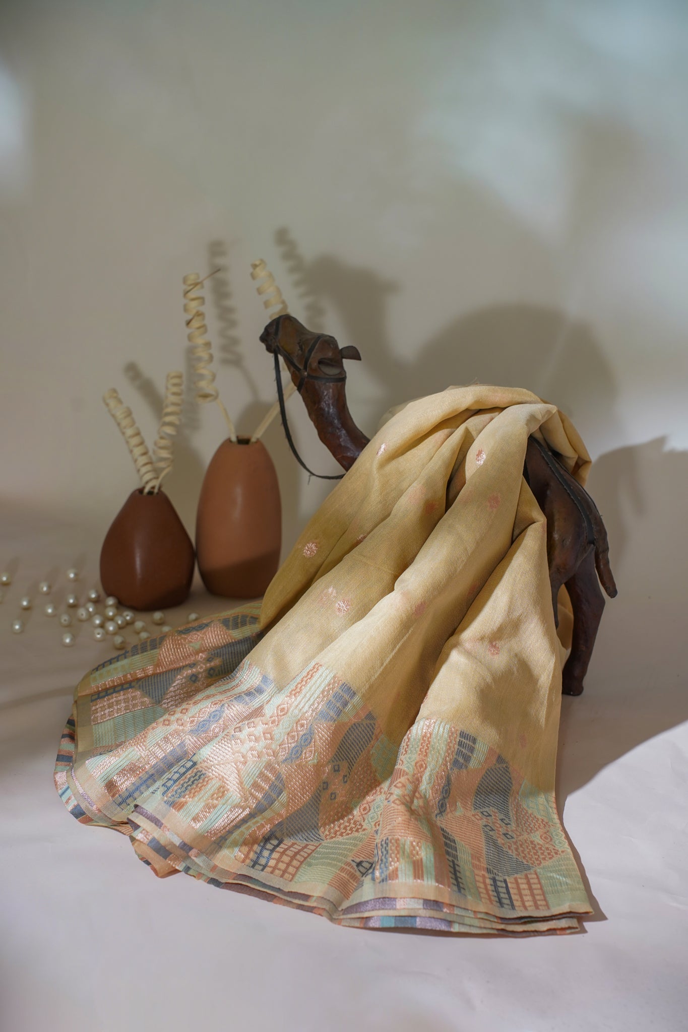 Brown Cotton Linen Weaving Saree