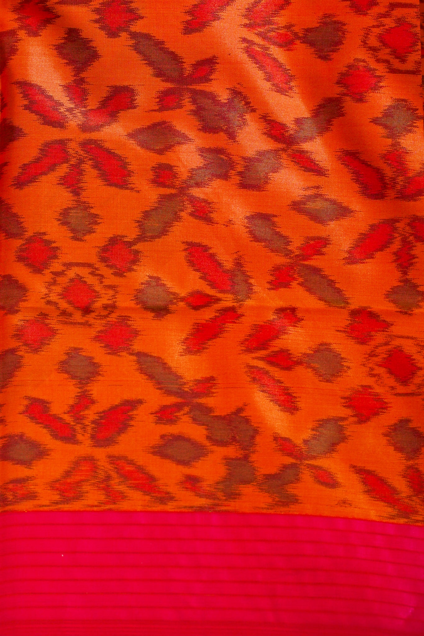 Orange Soft Silk Saree with Pink Border