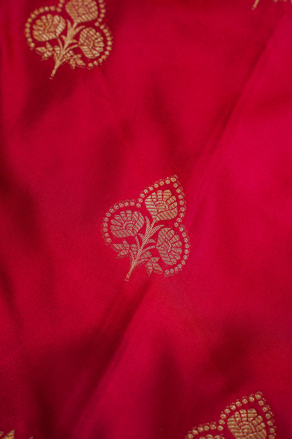 Red Banarasi Woven Silk Saree with Contrast Border