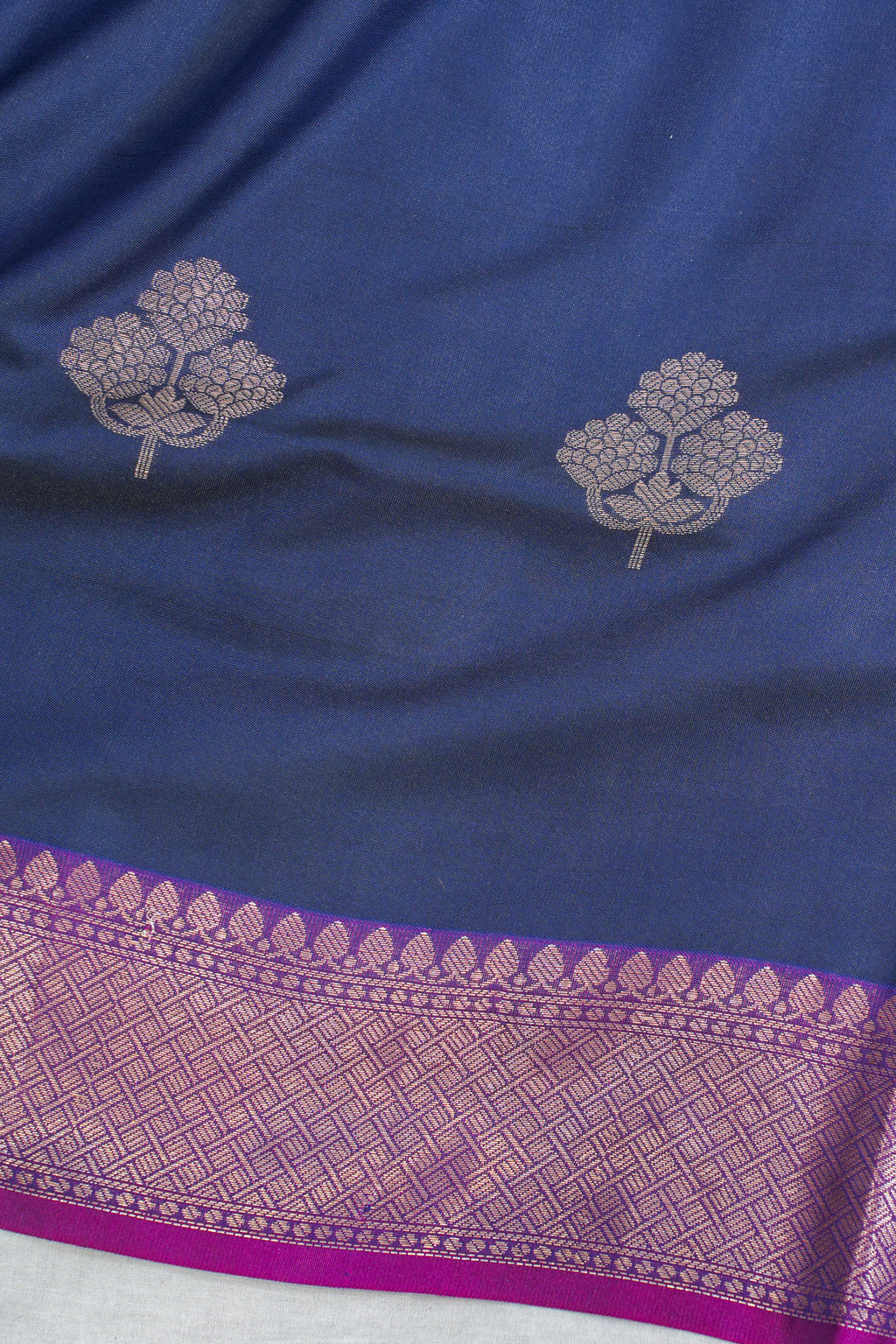 Blue Soft Silk Saree with Pink Border