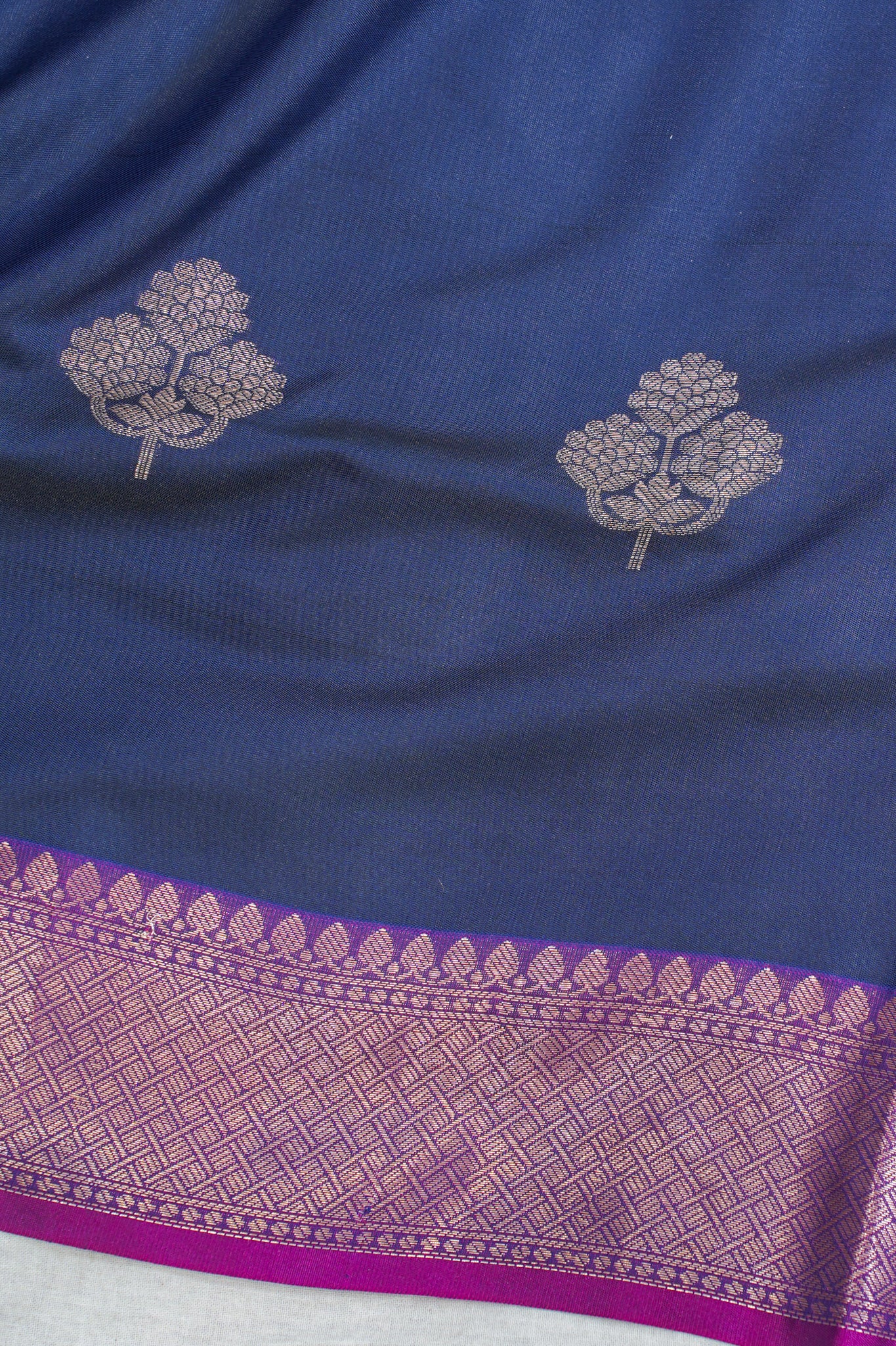 Blue Soft Silk Saree with Pink Border