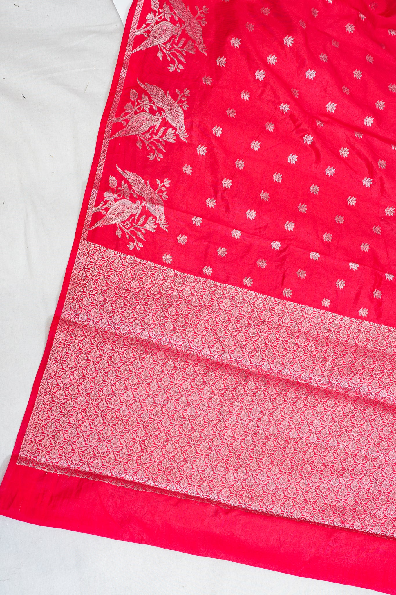 Red Semi Katan Silk Saree
